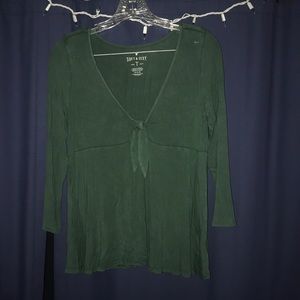 Soft and Sexy Green tie front shirt